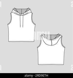 Vector crop top fashion CAD, woman round neck short sleeved t shirt  technical drawing, slim fit 4 pieces set crop blouse template, sketch,  flat. Jerse Stock Vector Image & Art - Alamy