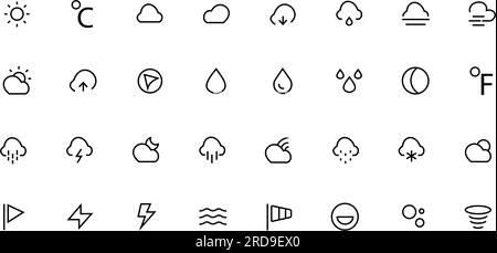 Weather icons. Vector illustration usable for web and mobile. Stock Vector