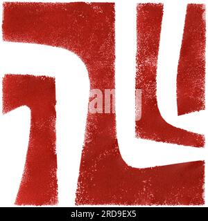 Original handmade texture stencil with abstract motifs in red tones Stock Photo