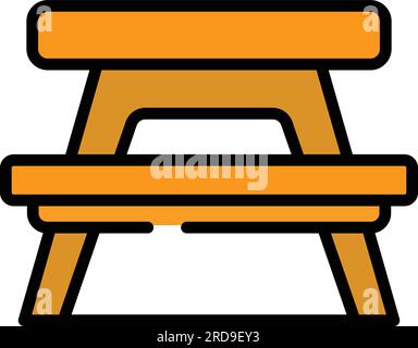 Plastic picnic table icon outline vector. Outdoor chair. Camp furniture color flat Stock Vector
