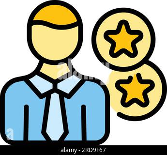 Customer review icon outline vector. Online feedback. Star opinion color flat Stock Vector