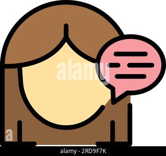 Kid speech therapy icon outline vector. Language therapist. Cognitive development color flat Stock Vector