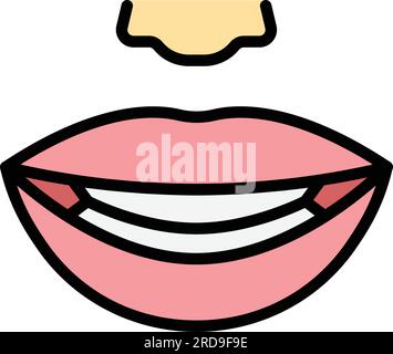 Lips sound articulation icon outline vector. Animation mouth. Tongue pronunciation color flat Stock Vector