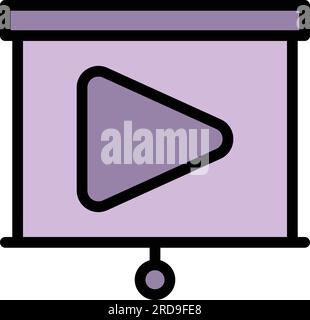 Video course icon outline vector. Web education. Online training color flat Stock Vector