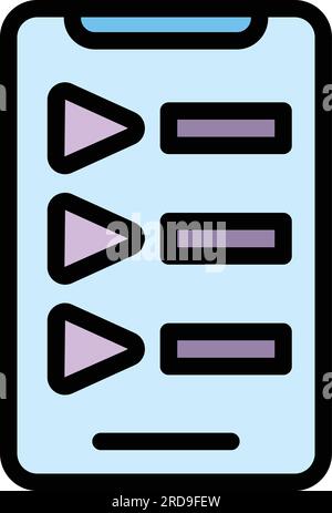 Phone audio course icon outline vector. Online conference. Web academy color flat Stock Vector