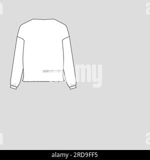 Women Smoking hem T shirt Gathering Fancy Ruffles Collar Button Placket Long Sleeve cuff  top Blouse Flat sketch technical drawing vector design Stock Vector