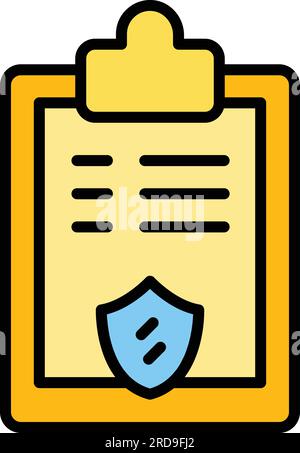 Secured file icon outline vector. Document lock. Data secure color flat Stock Vector