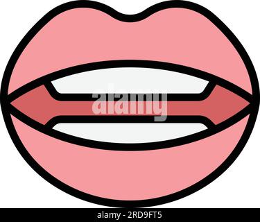 Teeth articulation icon outline vector. Mouth tongue. Speech therapy color flat Stock Vector