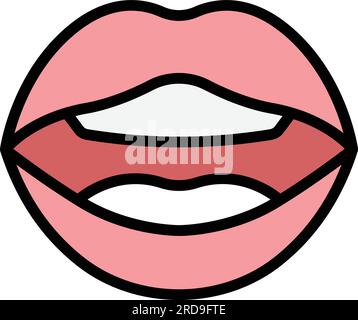 Tongue articulation icon outline vector. Mouth pronunciation. Language speech color flat Stock Vector