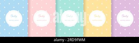 Cute baby seamless pattern. Repeating kid pattern. Girls and boys prints design. Repeated wallpaper. Pastel shades. Repeat child set background Stock Vector