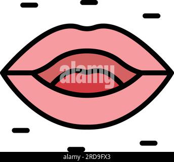 Lip sync animation icon outline vector. Mouth expression. Face talk color flat Stock Vector