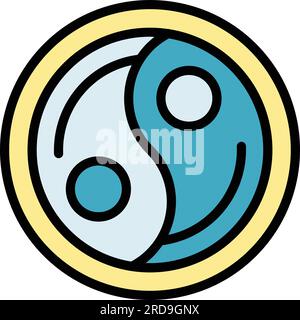 Yin yang icon outline vector. Spiritual balance. Human harmony color flat Stock Vector