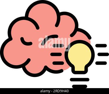 Creative idea icon outline vector. Brain bulb. Mind power color flat Stock Vector