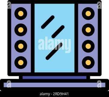 Makeup mirror icon outline vector. Light frame. Beauty room color flat Stock Vector