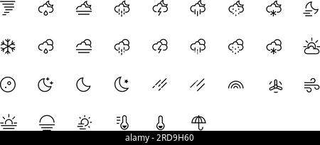 Weather icons. Vector illustration usable for web and mobile. Stock Vector