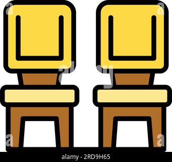 Garden chairs icon outline vector. Chair furniture. Wooden house color flat Stock Vector