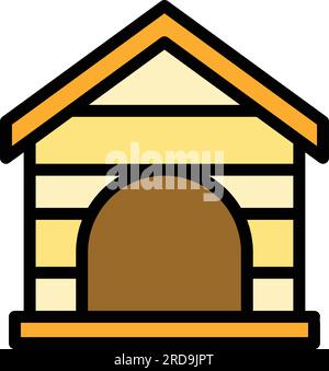 Doggy home icon outline vector. Dog house. Pet kennel color flat Stock Vector