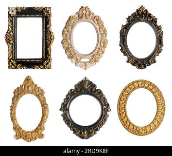 Set of different vintage frames on white background Stock Photo