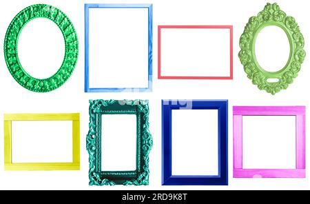 Collage with bright frames on white background Stock Photo