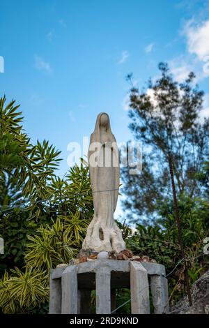 Tegucigalpa, Francisco Morazan, Honduras - December 11, 2022: Small Virgin Mary Statue on the Hill 'El Picacho' in the North Area of Tegucigalpa Stock Photo