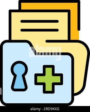 Locked folder icon outline vector. File lock. Confidential archive color flat Stock Vector