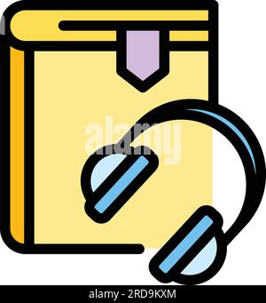 Audio course book icon outline vector. Online video. Digital education color flat Stock Vector