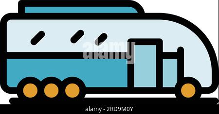 Trip bus icon outline vector. Tourist travel. Trasport tour color flat Stock Vector