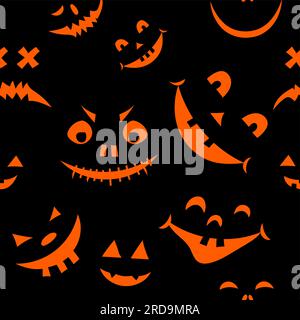 Cute lantern faces seamless pattern for Halloween. Cute doodle design. Jack o lantern set. funny hand drawn doodle, textile graphic design. wallpaper, Stock Vector