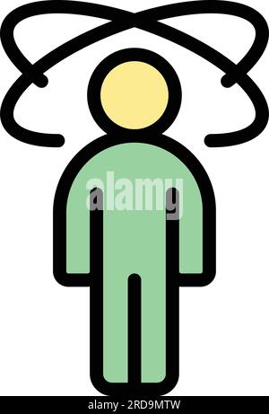 Spinning head icon outline vector. Dizzy man. Spin vertigo color flat Stock Vector