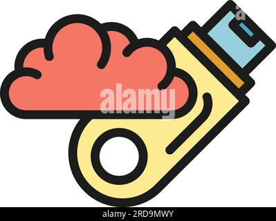 Memory stick icon outline vector. Drive data. Storage usb color flat Stock Vector