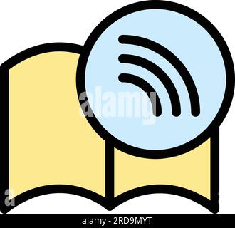 Digital book icon outline vector. Online library. Internet school color flat Stock Vector