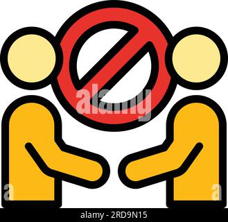 Contact forbidden icon outline vector. Ban handshake. Avoid corona color flat Stock Vector