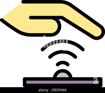 Biometric palm scan icon outline vector. Recognition security. Hand scanning color flat Stock Vector