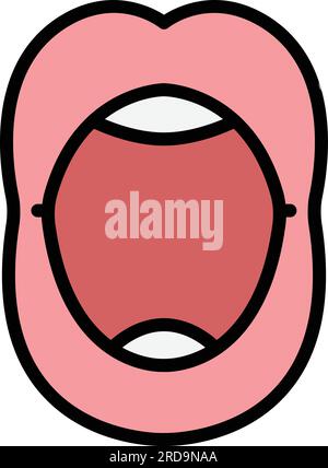 Mouth articulation icon outline vector. Tongue speech. Pronunciation exercise color flat Stock Vector