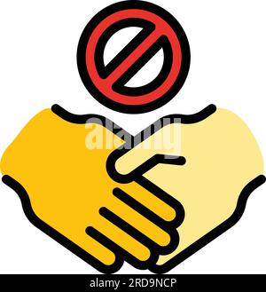 No handshake icon outline vector. Corona prevention. Contact forbidden color flat Stock Vector