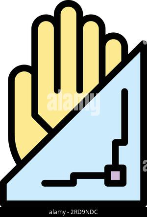 Palm scanning technology icon outline vector. Hand identification. Scan fingerprint color flat Stock Vector