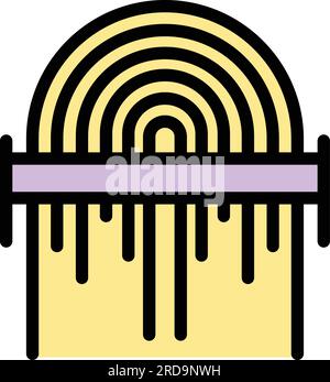 Fingerprint scanning icon outline vector. Finger scan. Touch access color flat Stock Vector