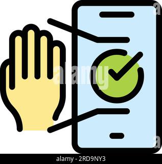 Phone palm scanning icon outline vector. Hand scan. Biometric identification color flat Stock Vector