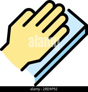 Palm id recognition icon outline vector. Biometric scan. Identification fingerprint color flat Stock Vector