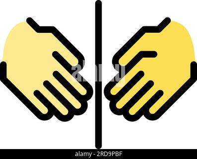 No hand touching icon outline vector. Touch forbidden. Keep distance color flat Stock Vector