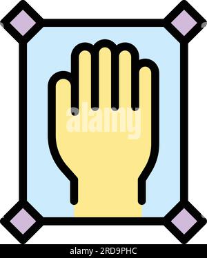 Control palm scanning icon outline vector. Hand recognition. Biometric scan color flat Stock Vector