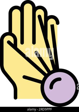 Sensor palm scanning icon outline vector. Biometric scan. Hand recognition color flat Stock Vector