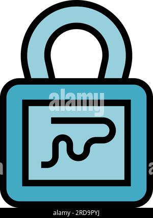 Handwriting lock icon outline vector. Fingerprint recognition ...