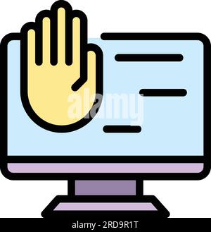 Computer palm scanning icon outline vector. Hand recognition. Biometric scan color flat Stock Vector