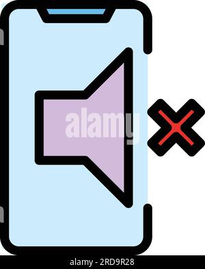 Silent mobile icon outline vector. Phone mode. Mute sound color flat Stock Vector