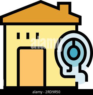 Smart home key icon outline vector. House lock. Digital security color flat Stock Vector