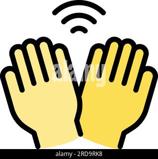 Palm password icon outline vector. Biometric recognition. Scan hand color flat Stock Vector