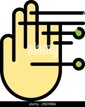 Access palm scanning icon outline vector. Biometric recognition. Hand scan color flat Stock Vector