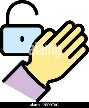 Lock palm scanning icon outline vector. Biometric scan. Identity recognition color flat Stock Vector