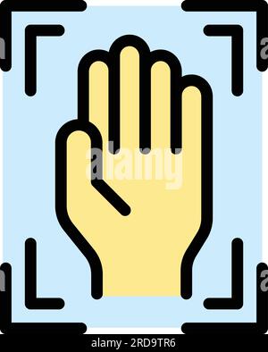 Hand data scan icon outline vector. Digital reader. System scanner color flat Stock Vector